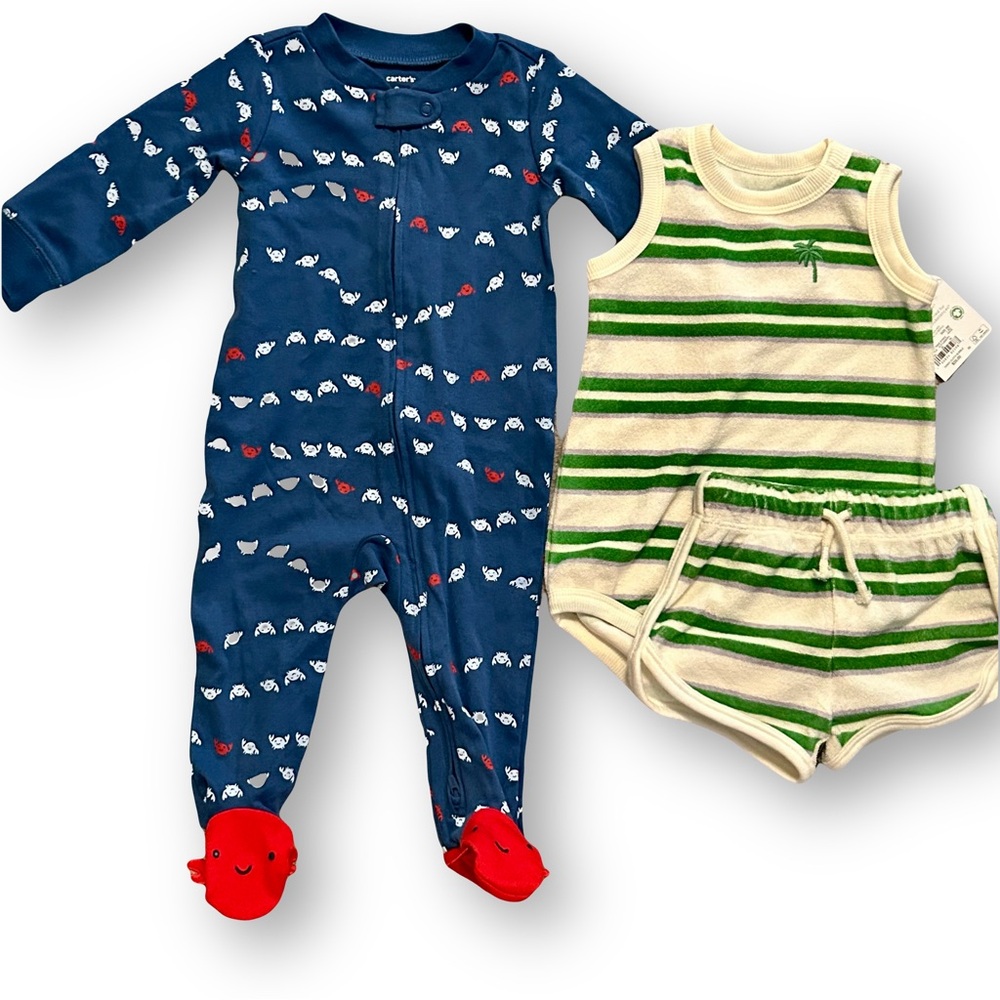 NWT 9 months /CARTER’S Sleeper Pajamas & Lauren Conrad Two-piece outfit bundle - Picture 1 of 6